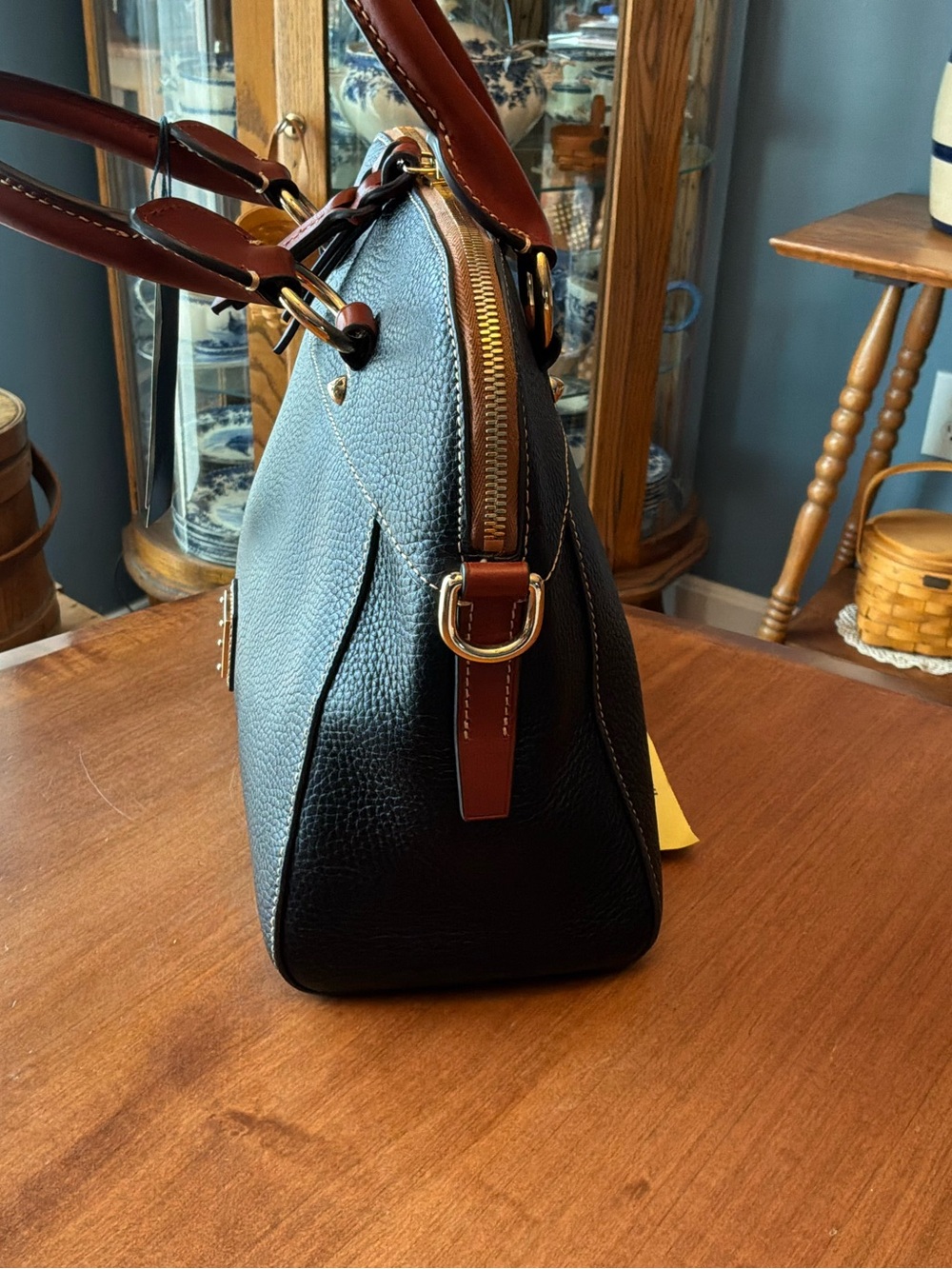 Dooney & Bourke Black and Brown Pebble Cameron Satchel - Picture 3 of 16